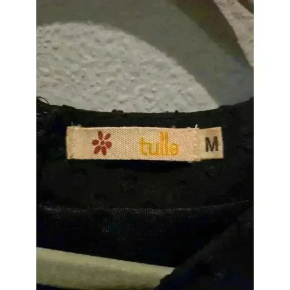 tulle Women's Black Long Swiss Dot Dress Size M Grunge Goth - Picture 6 of 9